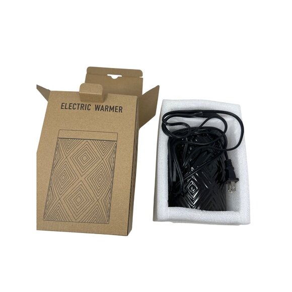 Electric Candle Wax Warmer With Diamond Pattern - Black Ceramic - Plug-In With S - Picture 2 of 6